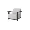 Commercial Corte woven padded club chair in Onyx and Pearl finish with aluminum frame, front angle view