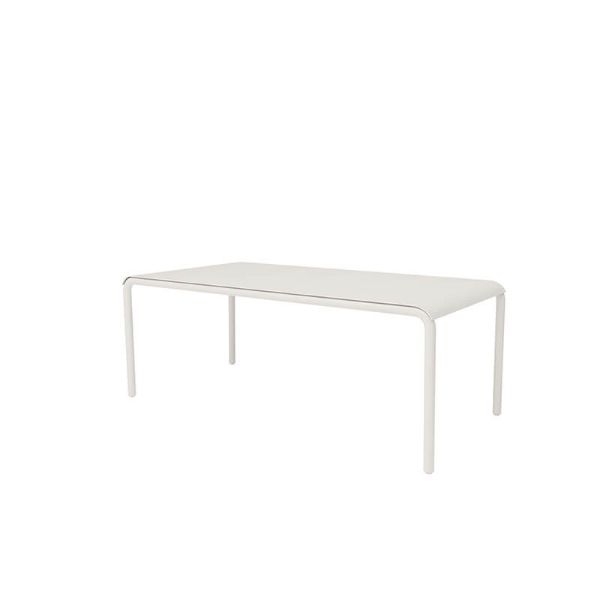 Cabana 20" x 36" rectangular patio coffee table in Bone finish, modern outdoor table for resorts and poolside lounges.