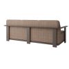 Back view of Corte woven padded sofa in Cocoa and Hazel finish for resort patio seating