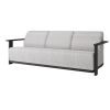 Commercial Corte woven padded sofa in Onyx and Pearl finish with aluminum frame, front angle view