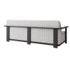 Back view of Corte woven padded sofa in Onyx and Pearl finish for outdoor patio seating