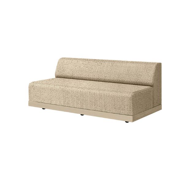 Grande wicker padded armless loveseat sectional in Barley Flax finish, front view.