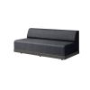 Grande wicker padded armless loveseat sectional in Coal Smoke finish, front view.