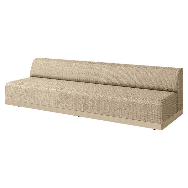 Grande wicker padded 105-inch armless sofa sectional in Barley Flax weave with low modern profile.