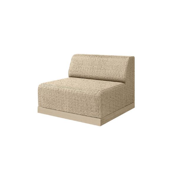 Grande wicker padded armless club chair in Barley Flax finish, modern outdoor seating design.