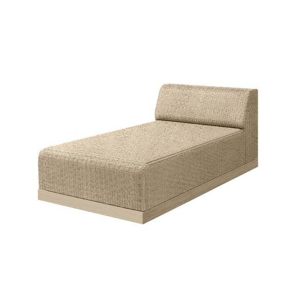 Grande wicker padded chaise lounge in Barley Flax, front view