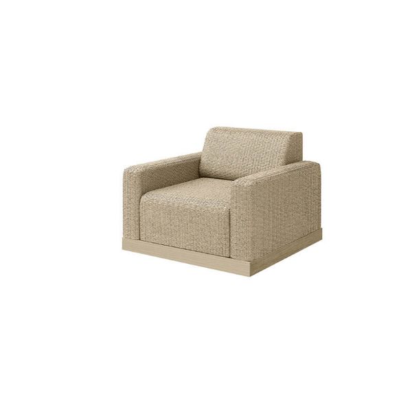 Grande Wicker Padded Club Chair in Barley Flax finish, front view