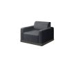 Grande Wicker Padded Club Chair in Coal Smoke finish, front view