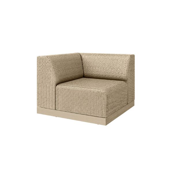 Grande wicker padded corner seat sectional in Barley Flax weave