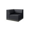 Modern coal smoke wicker padded sectional corner chair