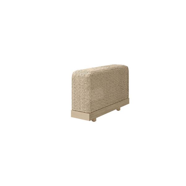 Grande wicker padded sectional armrest in Barley Flax finish, front view.