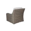 Back view of Laurent wicker cushion club chair in driftwood finish.