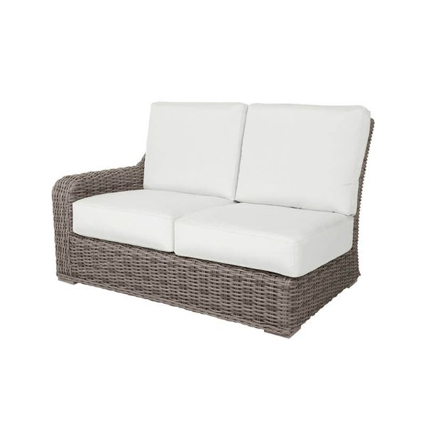 Laurent wicker cushion right sectional loveseat with white cushions