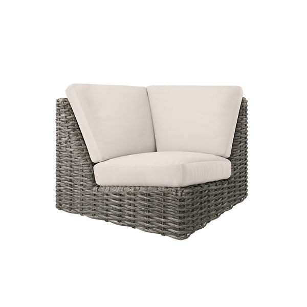 Mia Woven Cushion 90 Degree Corner Section in Fog Gray Finish for Commercial Outdoor Lounge Sets