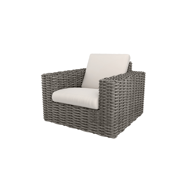 Mia Woven Cushion Club Chair in Fog Gray Finish with Cream Cushions for Poolside Resorts