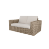 Mia Woven Cushion Loveseat in Barley Finish with Cream Cushions for Resort Patio Seating