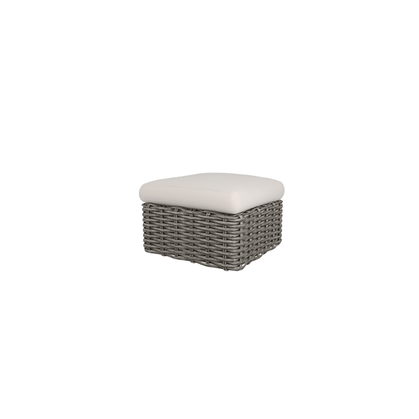 Mia Woven Cushion Modular Ottoman in Fog Gray Finish for Outdoor Lounge and Poolside Areas
