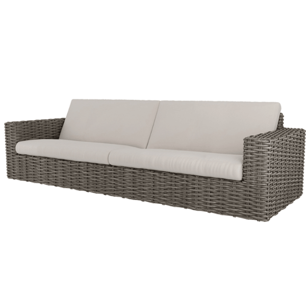 Mia Woven Cushion XL Sofa in Fog Gray Finish with Deep Seating Cushions for Outdoor Lounge Areas