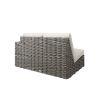 Back view of Mia Woven Cushion Left Arm Loveseat Sectional in Fog Finish for Resort Patio Seating
