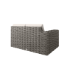 Back view of Mia Woven Cushion Right Arm Loveseat Section in Fog Gray Finish for Commercial Outdoor Use