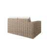 Back view of Mia Woven Cushion Right Arm Loveseat Section in Barley Finish showcasing woven wicker design