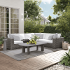 Close-up detail of Mia Woven Cushion Sectional in Fog Gray Finish showing premium wicker weave