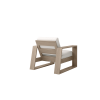 Rear View of Novara Cushion Patio Club Chair in Flax Finish with White Cushions