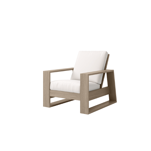 Novara Cushion Comfort Club Chair in Flax Finish with White Cushions