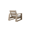 Rear View of Novara Cushion Comfort Club Chair in Flax Finish with White Cushions