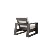 Rear View of Novara Cushion Comfort Club Chair in Smoke Finish with White Cushions