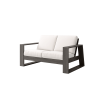 Novara Cushion Deep Seating Patio Loveseat in Smoke Finish with White Cushions