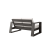 Rear View of Novara Cushion Deep Seating Patio Loveseat in Smoke Finish with White Cushions
