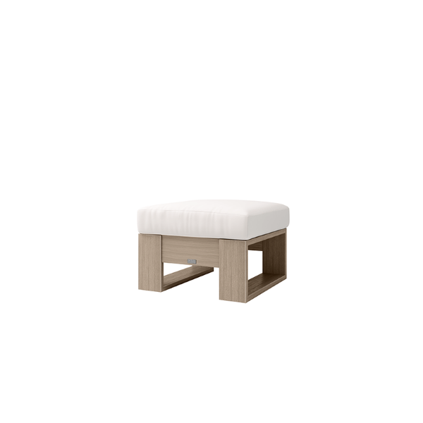 Novara Cushion Deep Seating Patio Ottoman in Flax Finish with White Cushion