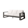 Novara Cushion Deep Seating Patio Sofa in Smoke Finish with White Cushions