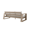 Rear View of Novara Cushion Deep Seating Patio Sofa in Flax Finish with White Cushions