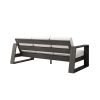 Rear View of Novara Cushion Deep Seating Patio Sofa in Smoke Finish with White Cushions