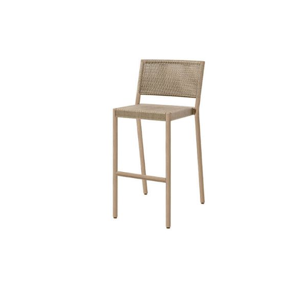 Orleans armless woven barstool in Barley Flax finish, front angle.