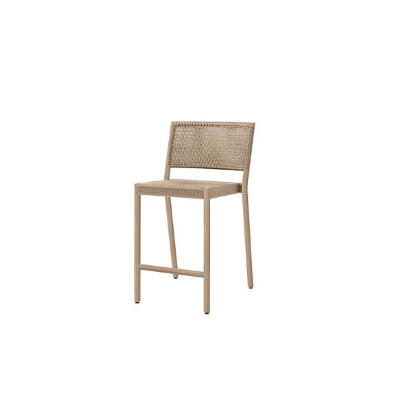 Orleans armless woven counter stool in Barley Flax finish, front angle.