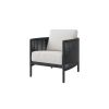 Orleans Woven Cushion Patio Club Chair in Coal Finish with White Cushions