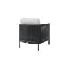 Rear View of Orleans Woven Cushion Patio Club Chair in Coal Finish with White Cushions