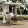 Palazzo Cushion Patio Ottoman in Cocoa Finish with White Cushion