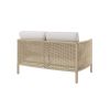 Rear View of Orleans Woven Cushion Patio Loveseat in Barley Finish with White Cushions
