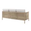 Rear View of Orleans Woven Cushion Patio Sofa in Barley Finish with White Cushions