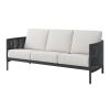 Orleans Woven Cushion Patio Sofa in Coal Finish with White Cushions