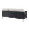 Rear View of Orleans Woven Cushion Patio Sofa in Coal Finish with White Cushions