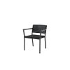 Orleans woven dining arm chair in Coal Smoke finish, front angle.