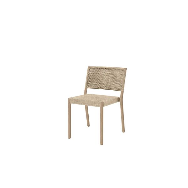 Orleans woven dining side chair in Barley Flax finish, front angle.