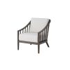Palazzo deep seating patio club chair in Cocoa finish with white cushions, front angle.