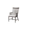 Palazzo cushion seat dining arm chair in Cocoa finish with white cushion, front angle.