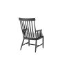 Back view of Palazzo cushion seat dining arm chair in Onyx finish with white cushion.